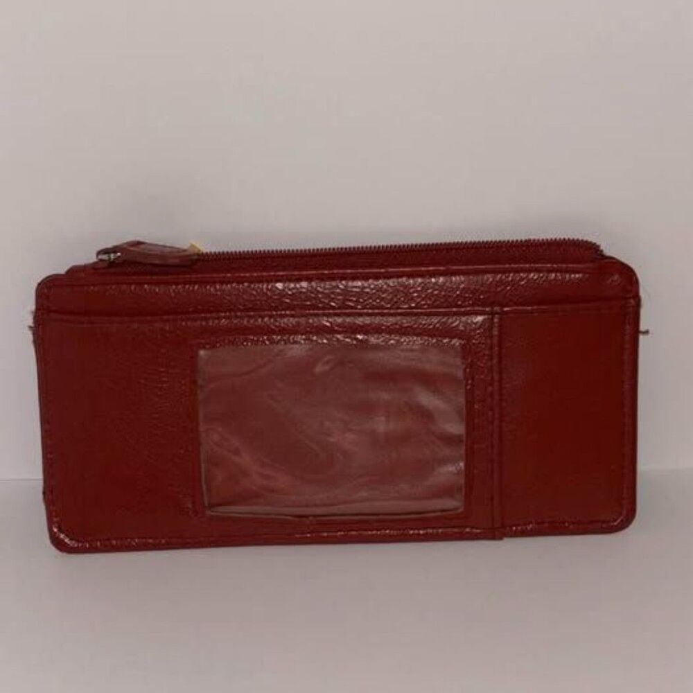 Y2K Red Zip Card Holder Wallet ID Window Credit Card Organizer Coin Pouch